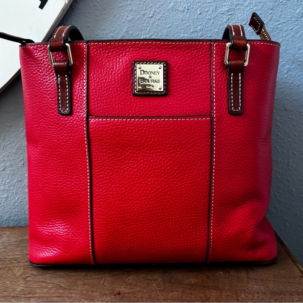 Dooney & Bourke Orange Pebble Leather Small Lexington Shop Tote
